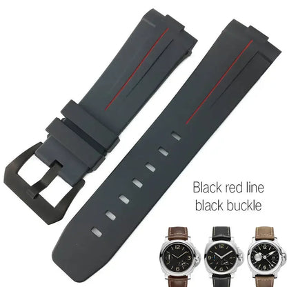 Bracelet de montre en caoutchouc naturel à extrémités courbes, 24mm, pour Panerai LUMINOR PAM00357 00111 01312, bracelet de montre en Silicone, outils gratuits
