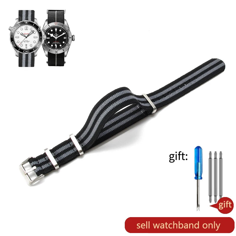 Retro Parachute Nylon Watch Strap for Rolex Tudor Biwan Omega Heuer IWC Men High-Density Knit 18 20 22mm Replacement Accessories