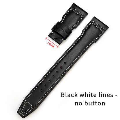 Bracelet de montre en cuir véritable de vache épais, 20mm 21mm 22mm, pour montres IWC Big Pilot IW3777 IW3270 IW3881 IW5009