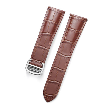 New Crocodile Pattern Watch Strap 18mm 20mm 22mm Genuine Leather Folding Buckle Watchband for Omega for Cartier Tank Solo