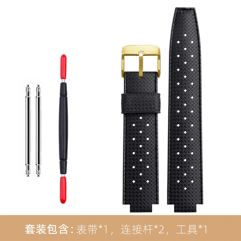 Cinturino in gomma per orologio LV, con apertura rialzata, Louis Vuitton, serie Tambour, Q1121, cinturino dedicato, uomo, donna, Q114k