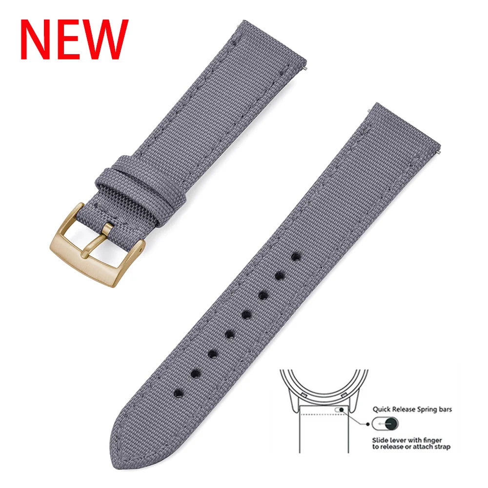 Leather and Nylon Watch Strap for Men and Women, 18mm 20mm 22mm, Quick Release, Universal, Suitable for Traditional Smartwatches
