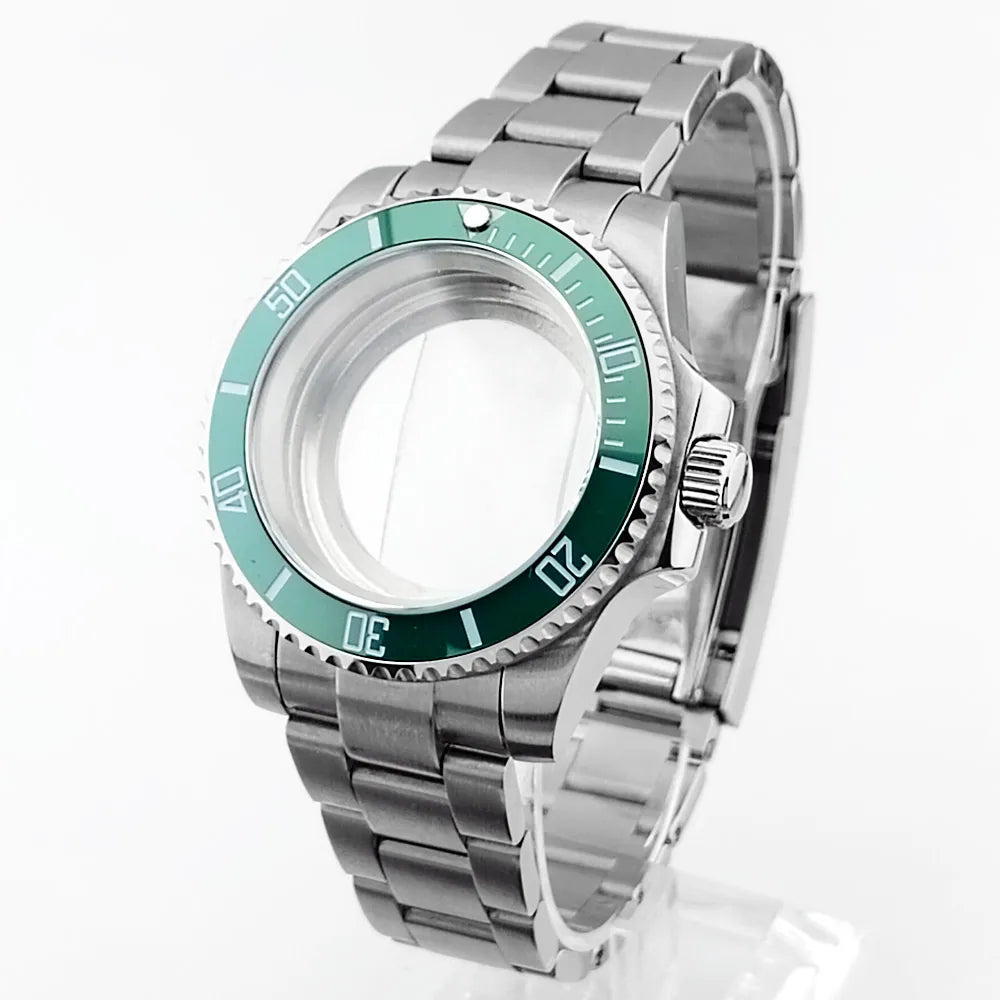    40.5mm sous-montre verre saphir boîtier en métal ajustement NH35/36/38 mouvement ajustement 28.5mm cadran pièces de montre accessoires boîte de montre bande