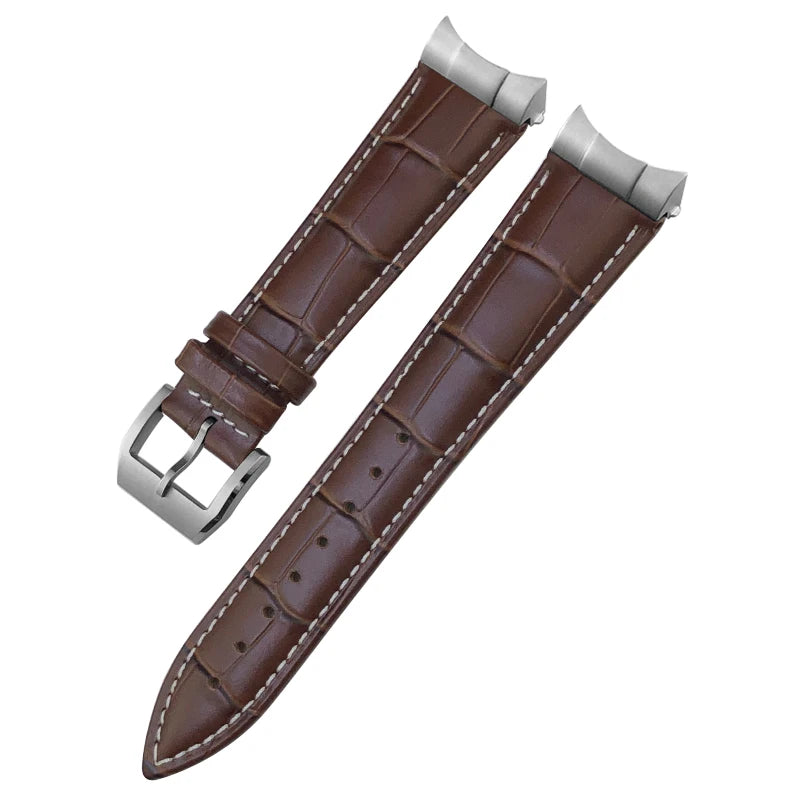 Curved End Genuine Leather Watch Strap, Crocodile Pattern Cowhide Metal Link for Tudor Black Bay 1958 20mm 22mm, Watch Band Tools