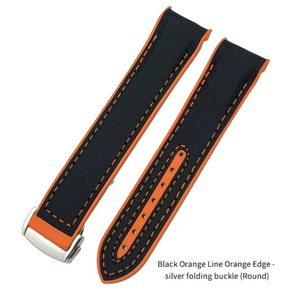 Nuovo cinturino per orologio bicolore adatto per Omega Planet Ocean Seamaster in gomma silicone nylon pelle cinturino per orologio 19mm 20mm 21mm 22mm