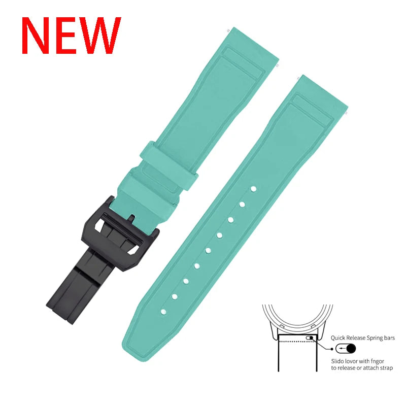 20mm 21mm 22mm Premium FKM Fluoro Rubber Watch Straps FPM Butterfly Buckle Quick Release Watch Bands for I-WC Watch Bands
