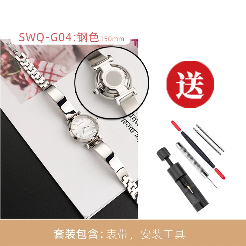 6mm 8mm 10mm 12mm 14mm 16mm Ladies Stainless Steel Buckle Mesh Watch Band Ultra-Thin Steel Bracelet Small Size Chain Width