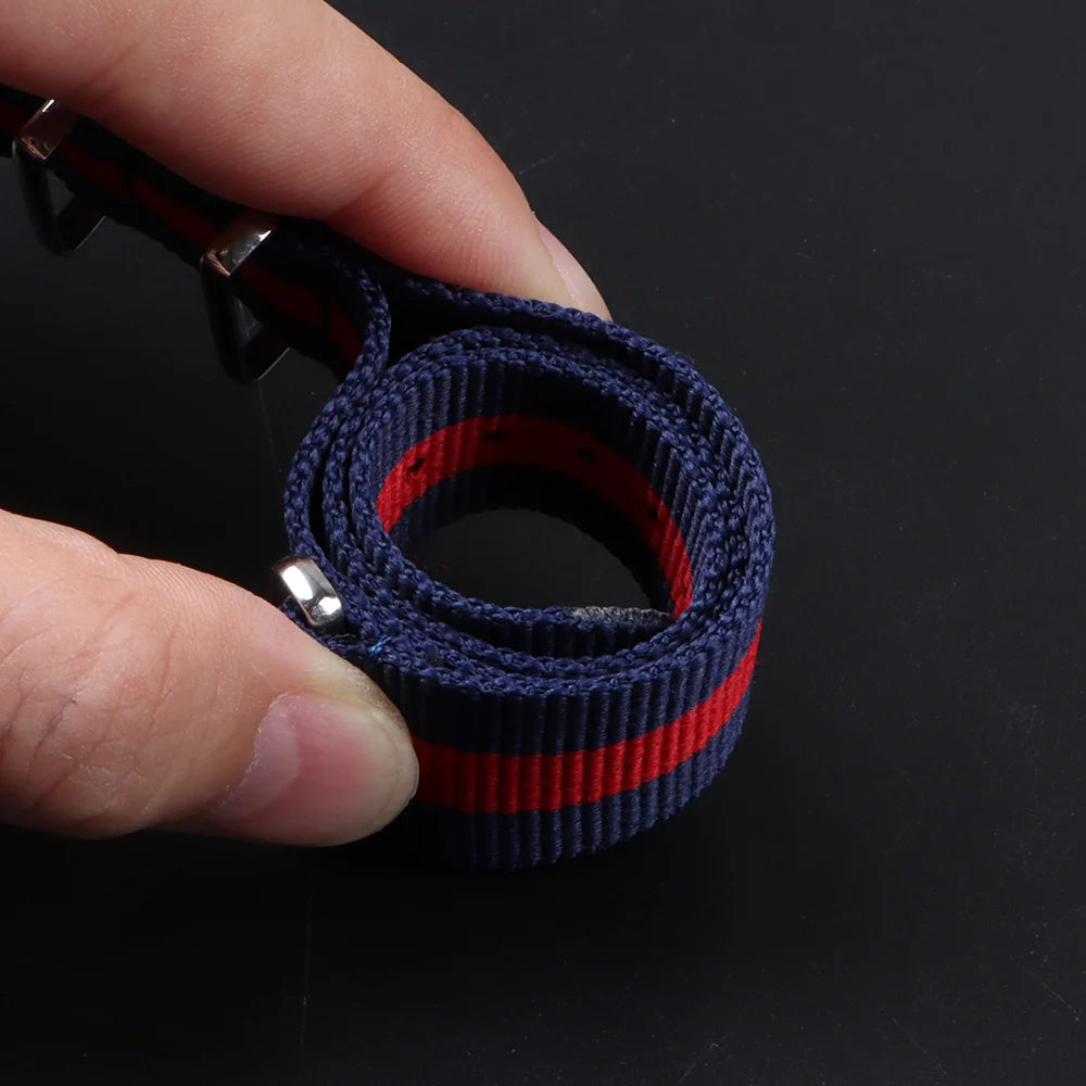 Cinturino per orologio in nylon intrecciato passante singolo da 14 mm, 16 mm, 18 mm, 20 mm, 22 mm, in tela, per uomo e donna, stile militare e sportivo
