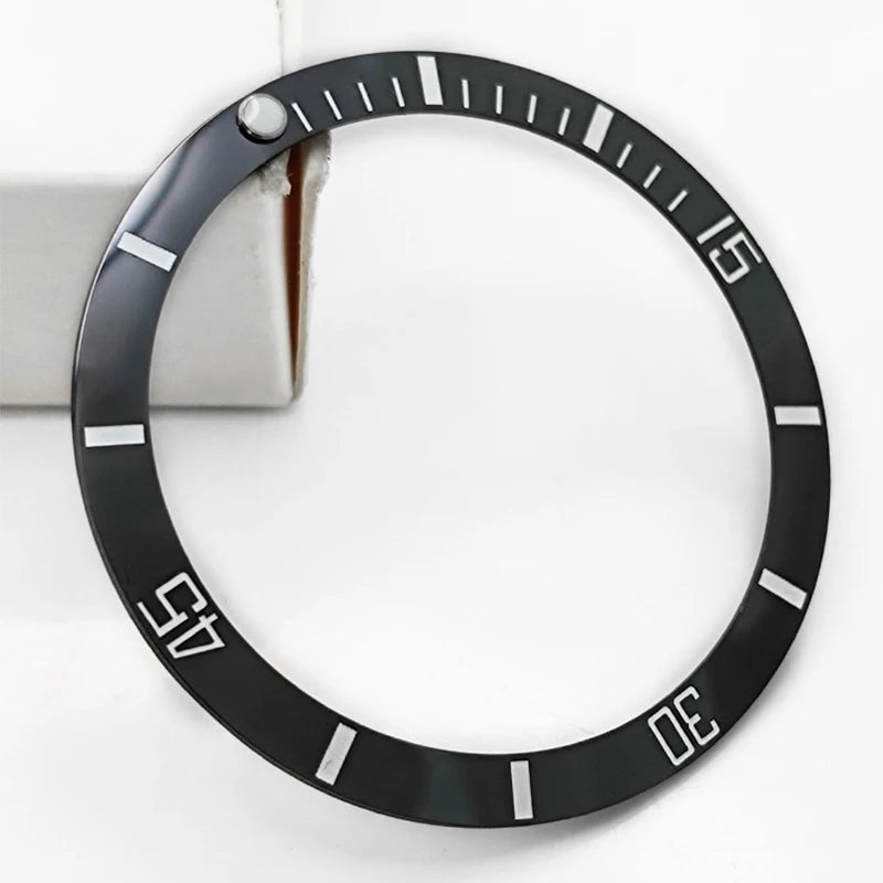 Ceramic watch bezel, 39.5x32.6mm, for Tudor Black Bay, inclined bezel, fitted scale, 12-hour, green luminous pearl, accessories