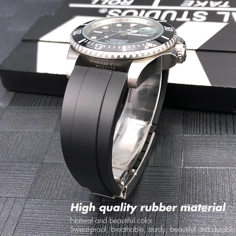 Каучуковый ремешок для часов, 20 мм 21 мм, для Rolex Submariner OYSTERFLEX DEEPSEA Explorer Omega IWC Seiko Tag Heuer 22 мм 19 мм
