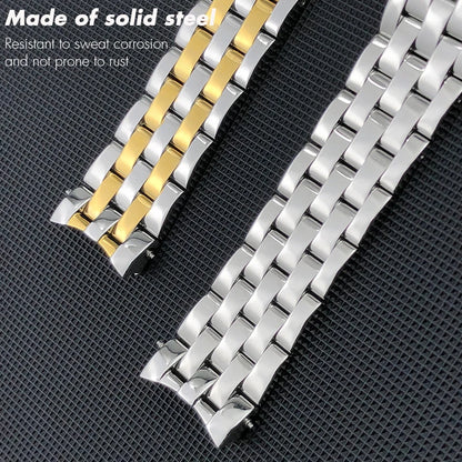 Cinturino per orologio da 18 mm in acciaio inossidabile con estremità curva per MIDO BARONCELLI M007 M007207A, bracciale in metallo massiccio color oro rosa argento da donna