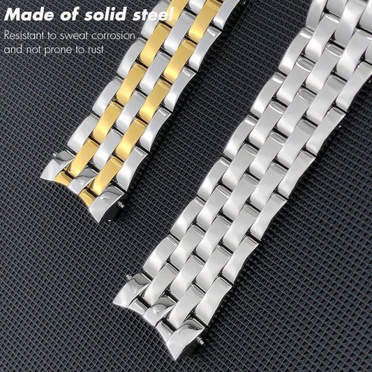 Cinturino per orologio da 18 mm in acciaio inossidabile con estremità curva per MIDO BARONCELLI M007 M007207A, bracciale in metallo massiccio color oro rosa argento da donna