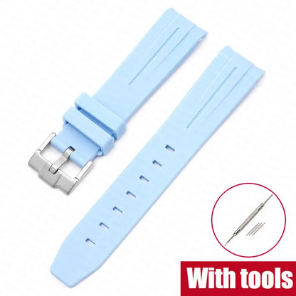 Curved End Rubber Strap for MoonSwatch, 20mm, for Men and Women, Waterproof Sport Watch Band