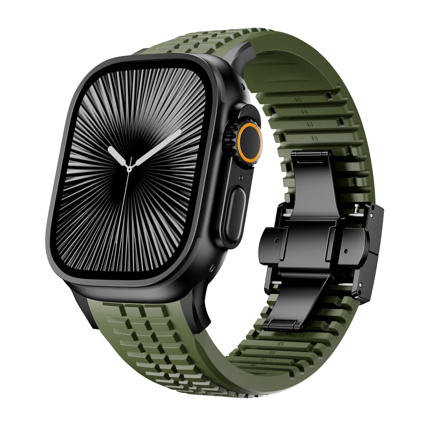 Bracelet de sport en Silicone pour Apple Watch Ultra 3/2, 49mm 46mm 45mm 44mm, Bracelet en métal de luxe pour iWatch série 11 10 9 8 7 Se