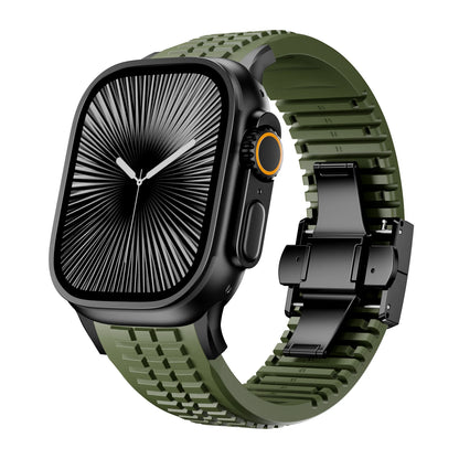 Bracelet de sport en Silicone pour Apple Watch Ultra 3/2, 49mm 46mm 45mm 44mm, Bracelet en métal de luxe pour iWatch série 11 10 9 8 7 Se