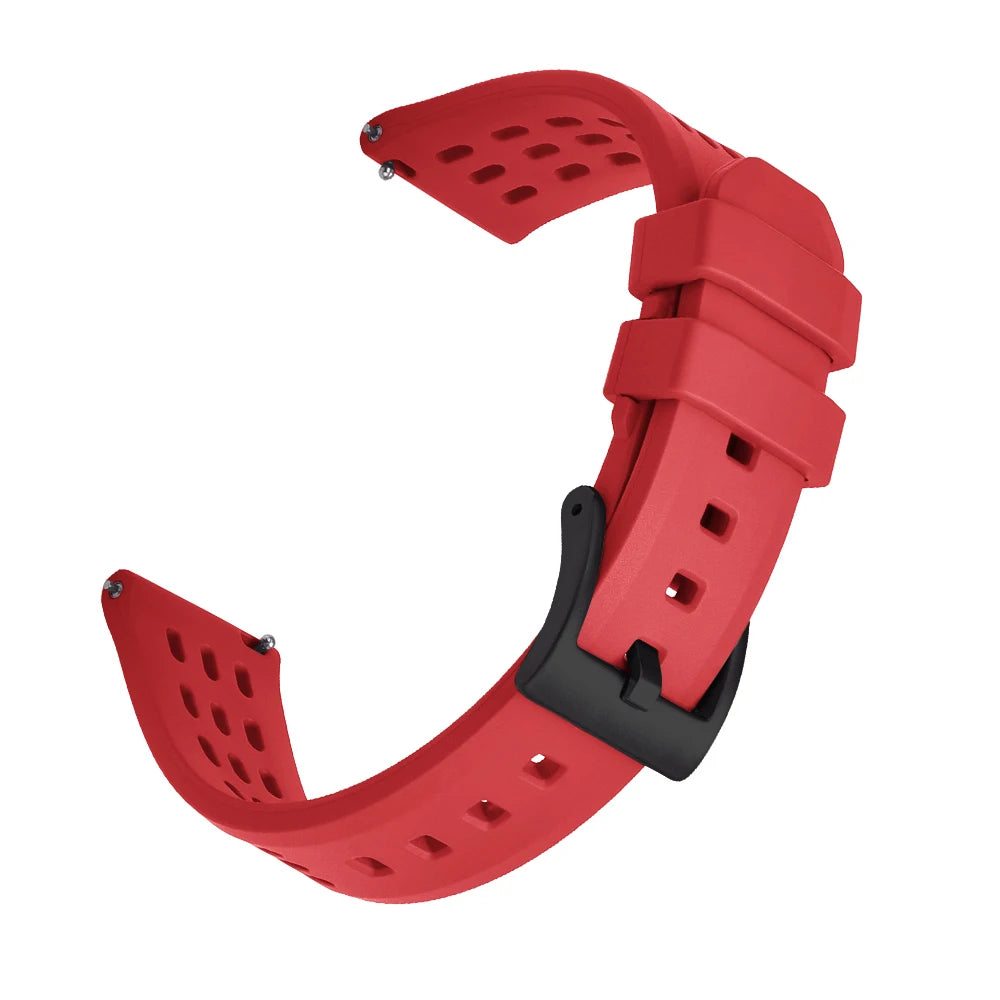 High Quality Quick Release FKM Fluoro Rubber Watch Strap 20mm 22mm New Design Porous Structure Ventilate FPM Rubber Watch Straps