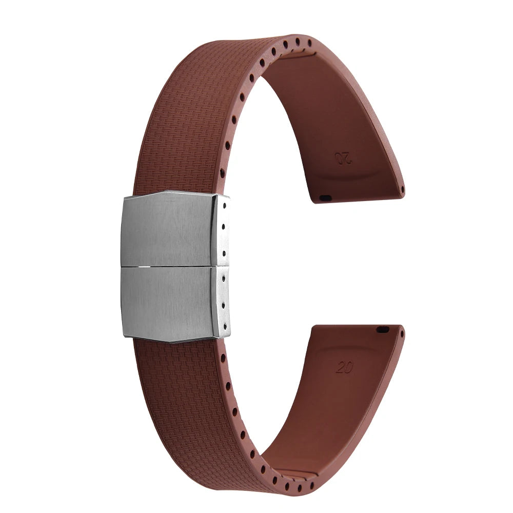 Cinturini per orologi in gomma Delugs CTS Fkm da 20 mm con fibbia a farfalla, 4 colori, texture unica, cinturino per orologi a sgancio rapido per orologi di marca