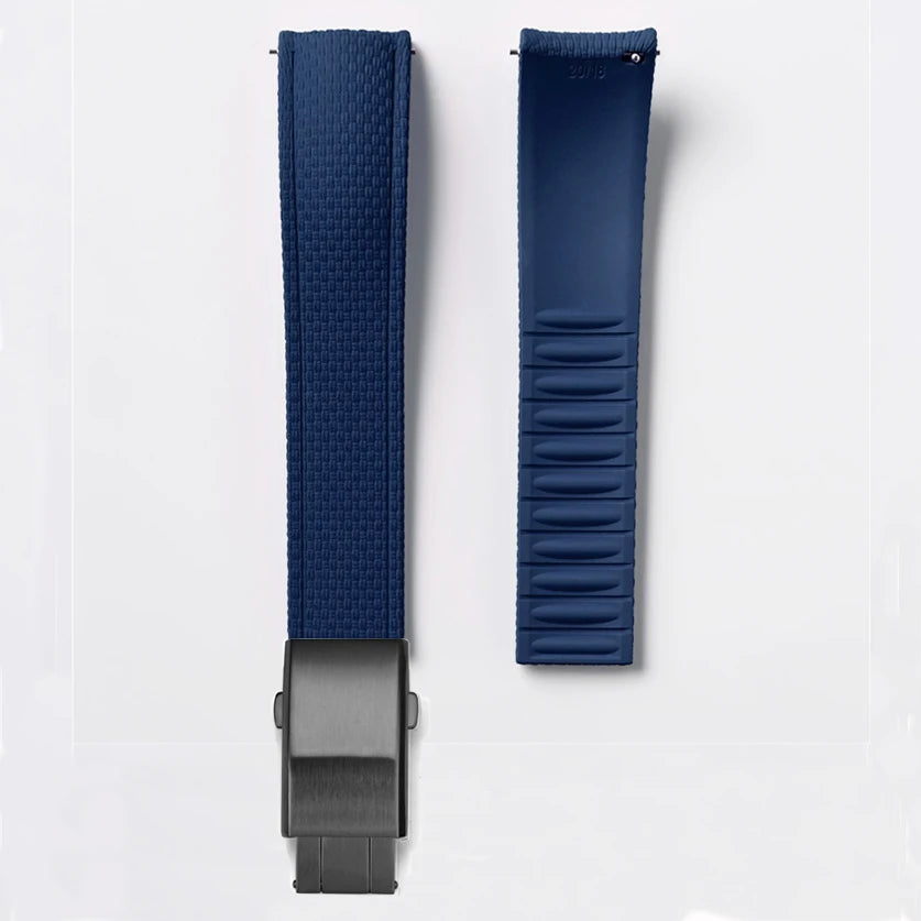 Bracelet de montre en caoutchouc fluoré FKM 18/19/20/21/22/24 mm avec boucle déployante universelle pour hommes, bracelet de remplacement CTS pour Seiko et Omega