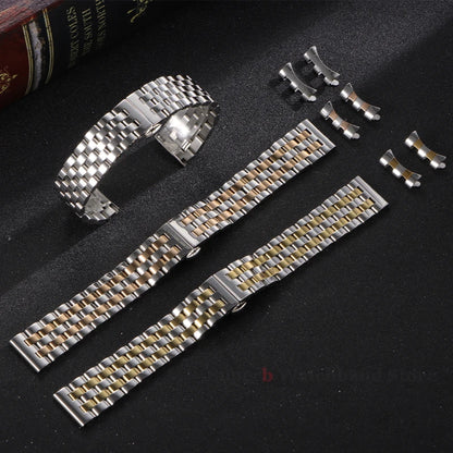 Edelstahlarmband 12/14/16/18/19/20/21/22 mm für Tissot-Uhren mit gebogenem Anstoß, universelles Seiko-Armband mit Schmetterlingsschließe
