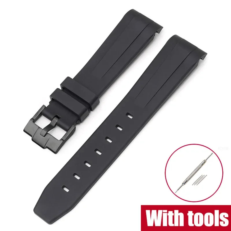FKM Fluororubber Watch Strap for Rolex for Omega x Swatch MoonSwatch 20mm Curved End Waterproof Sport Replace Watch Band