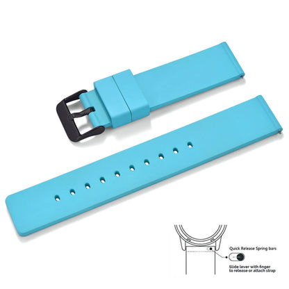 Premium quality smooth flat FKM rubber watch strap 16mm 18mm 20mm 22mm 24mm quick release soft rubber watch straps