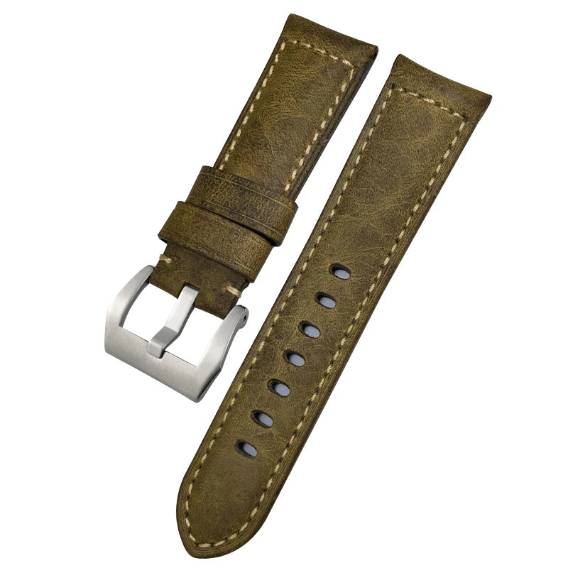 Bracelet de montre en cuir véritable, 24mm 26mm, pour Panerai LUMINOR PAM111 PAM 441, Style rétro, fait à la main
