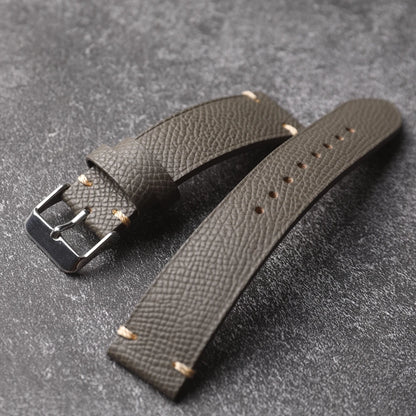 Handmade genuine leather strap, 18 19 20 22MM brown black grey, soft Italian genuine palm grain leather strap, vintage style