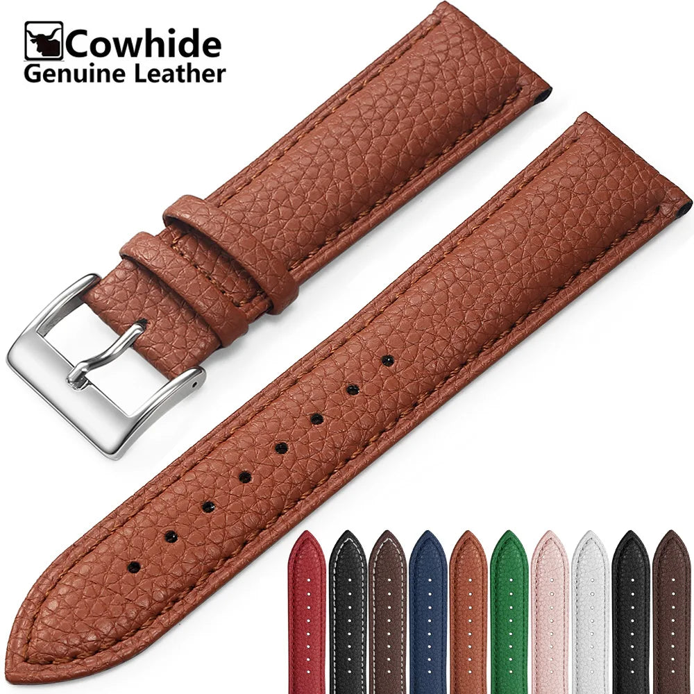 SAMCO Genuine Leather Watch Strap for Men and Women, 12mm, 14mm, 16mm, 18mm, 19mm, 20mm, 21mm, 22/24mm, High Quality Watch Strap, Watch Strap + Tool