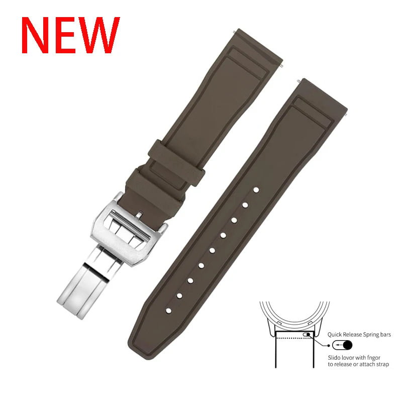 20mm 21mm 22mm Premium FKM Fluoro Rubber Watch Straps FPM Butterfly Buckle Quick Release Watch Bands for I-WC Watch Bands