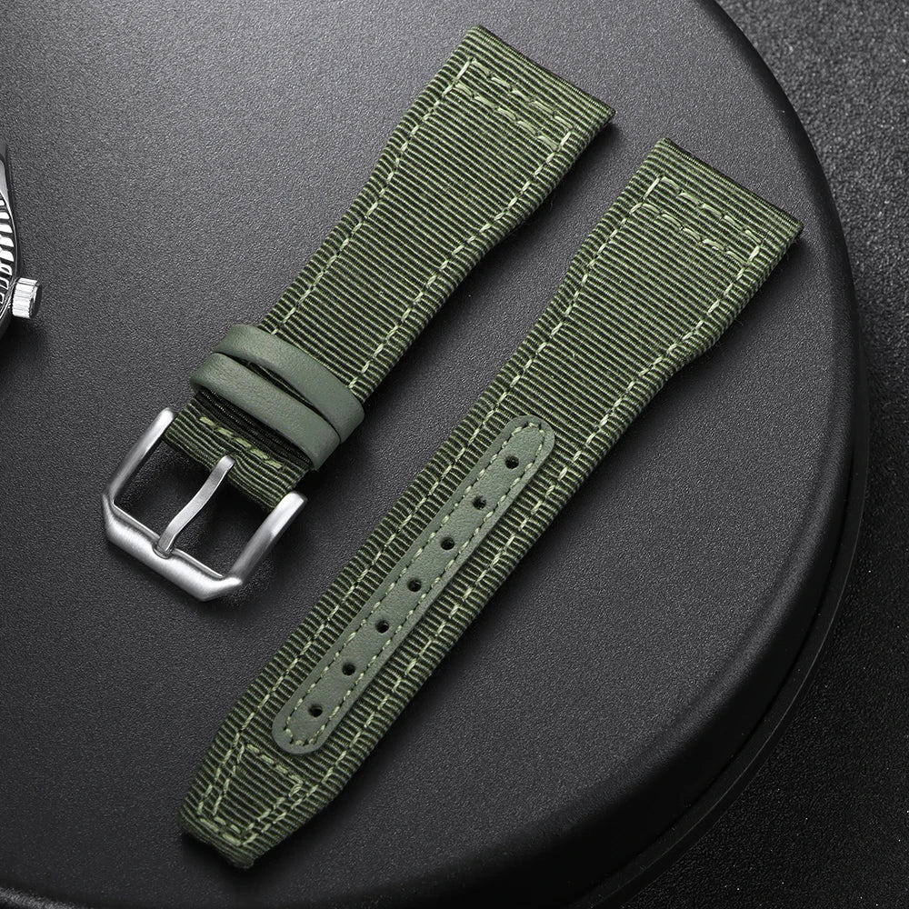Nylon-Canvas-Uhrenarmband für IWC-Piloten, 20 mm 21 mm 22 mm, wasserdicht, Sport, Rindsleder-Armband für Damen und Herren