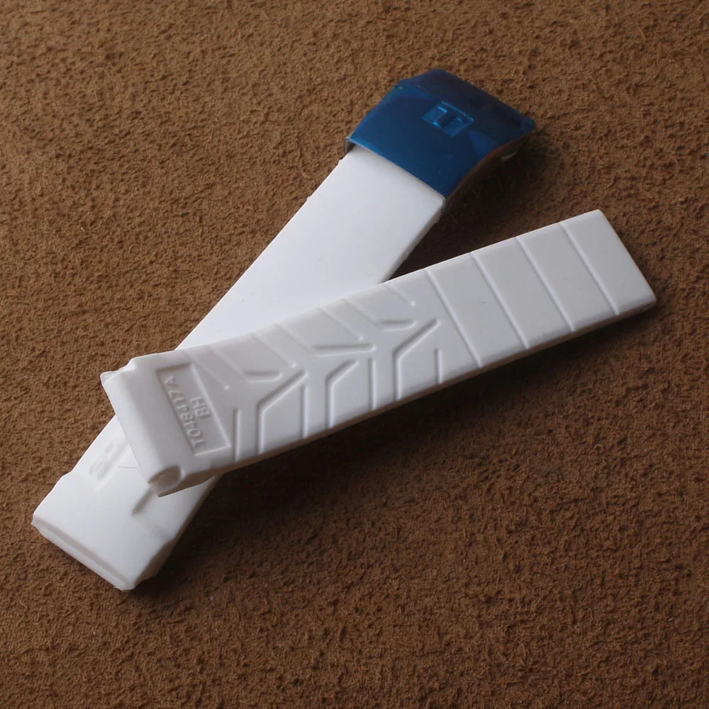 Cinturino per orologio Tissot Trace 048, in gomma e silicone, 20 mm, accessori per orologi, chiusura pieghevole, deployante, chiusura argentata per uomo e donna