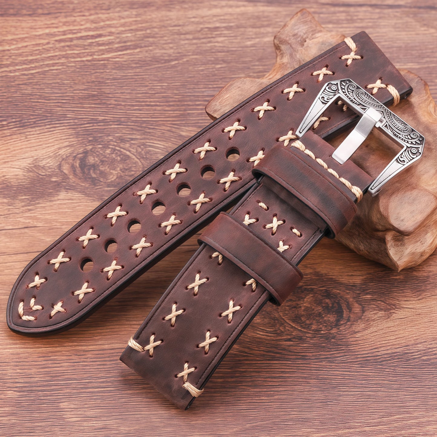 Bracelets de montre faits à la main avec boucle rétro en acier inoxydable 22mm 24mm hommes femmes bracelet de montre en cuir véritable bracelet ceinture accessoire de montre
