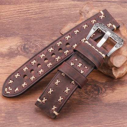 Bracelets de montre faits à la main avec boucle rétro en acier inoxydable 22mm 24mm hommes femmes bracelet de montre en cuir véritable bracelet ceinture accessoire de montre