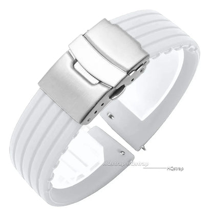 Cinturino per orologio in gomma di silicone, chiusura deployante 18mm 20mm 22mm 24mm per orologio Omega, cinturino di ricambio per cinturini sportivi Seiko