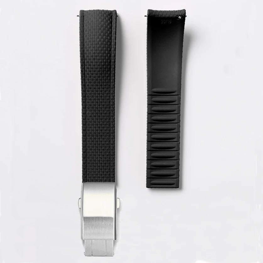 Bracelet de montre en caoutchouc fluoré FKM 18/19/20/21/22/24 mm avec boucle déployante universelle pour hommes, bracelet de remplacement CTS pour Seiko et Omega