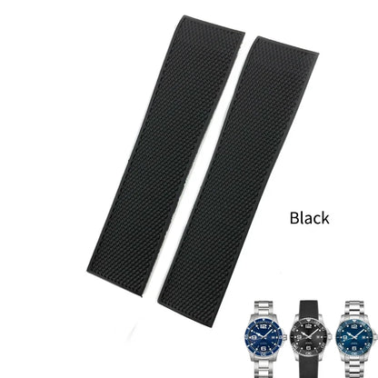 Bracelet de montre en caoutchouc et Silicone, 19mm 20mm 21mm, pour Longines Conquest HydroConquest L3.642 641 782 VHP, noir et bleu