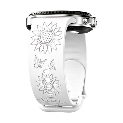 Cinturino in silicone per Samsung Galaxy Watch 8/9, 44 40 mm, incisione a girasole, cinturino Galaxy Watch 8 Classic 46 mm