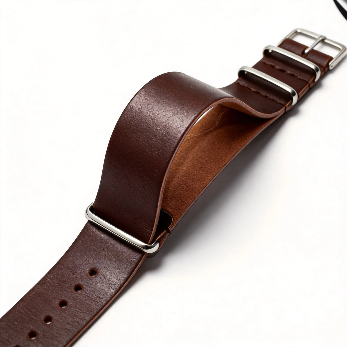 Bracelet de montre NATO ZULU en cuir vintage, bracelet monobloc noir et marron de style militaire, bracelet universel 18 mm 20 mm 22 mm 24 mm