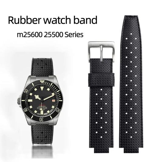 Cinturino per orologio in morbido silicone da uomo, cinturino in gomma impermeabile, accessori per orologi, Tudor Pelagos, serie 25500 e 25600, 22-12mm