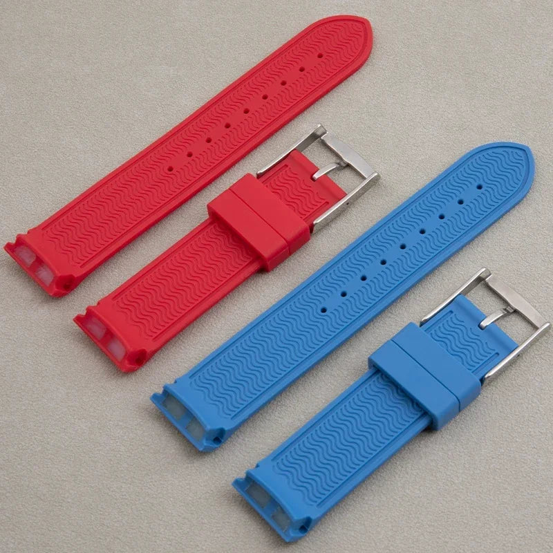 Nuovo cinturino in gomma morbida da 20 mm con estremità ricurve per Omega Strap Joint Moonswatch Constellation, bracciale sportivo impermeabile con fibbia ad ardiglione