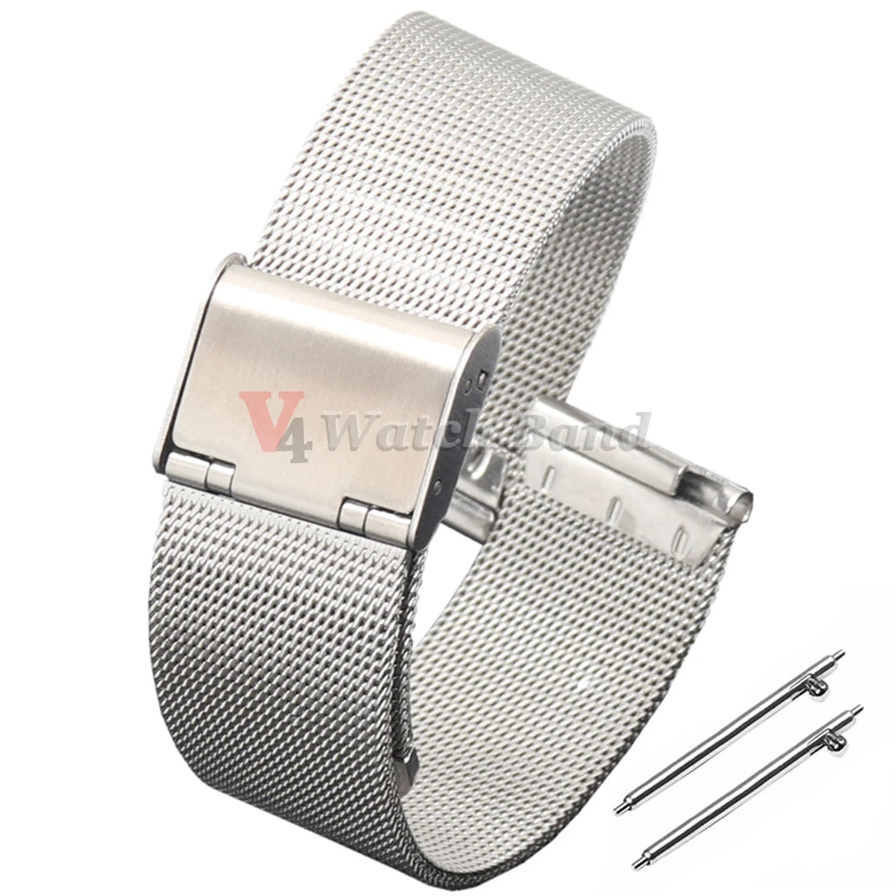 Bracelet de montre en maille 0.4, 16mm 18mm 20mm 22mm, pour Seiko pour montre DW, Bracelet milanais en acier pour hommes et femmes, accessoires