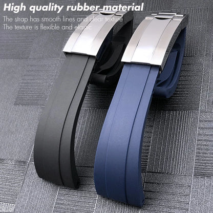 Cinturino per orologio in gomma, estremità metallica 21 mm, ricambio speciale per Rolex Datejust 41 mm m126 Oyster, cinturino per orologio in silicone, fibbia scorrevole con blocco