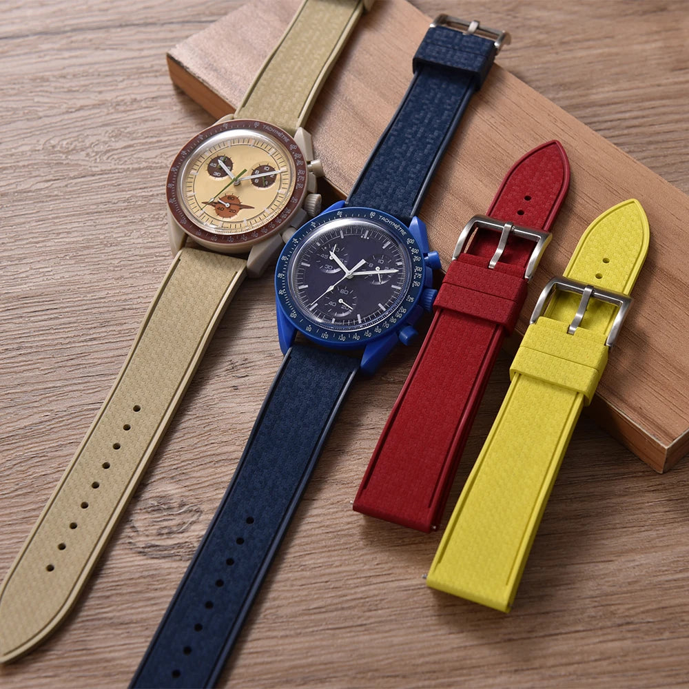 Bracelet de montre en caoutchouc mosaïque FKM de qualité supérieure 20mm 22mm bracelets de montre à dégagement rapide bracelet souple étanche de plongée