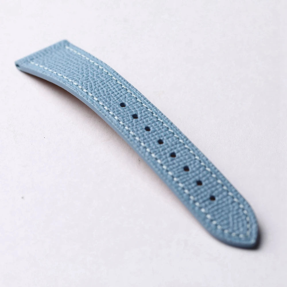 Bracciale in vera pelle blu ghiaccio fatto a mano, 18 19 20 21 22, cinturino in morbida pelle di mucca ultra-sottile, stile vintage da uomo