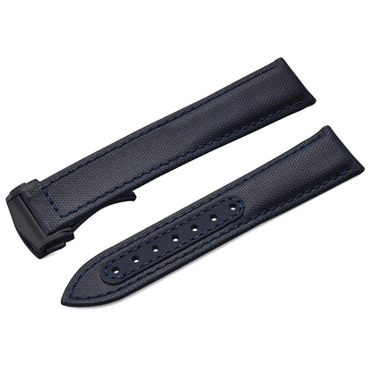 Bracelet de montre en Nylon en tissu voile, 20mm 22mm, en cuir, pour Omega Seamaster Swatch, boucle pliante, Bracelet universel