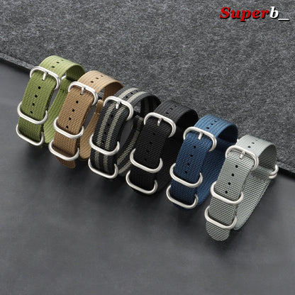 Casual Military Watch Strap, Made of High Quality Nylon, for Omega 18mm 20mm 22mm, for Seiko Army Sports, Replacement Strap