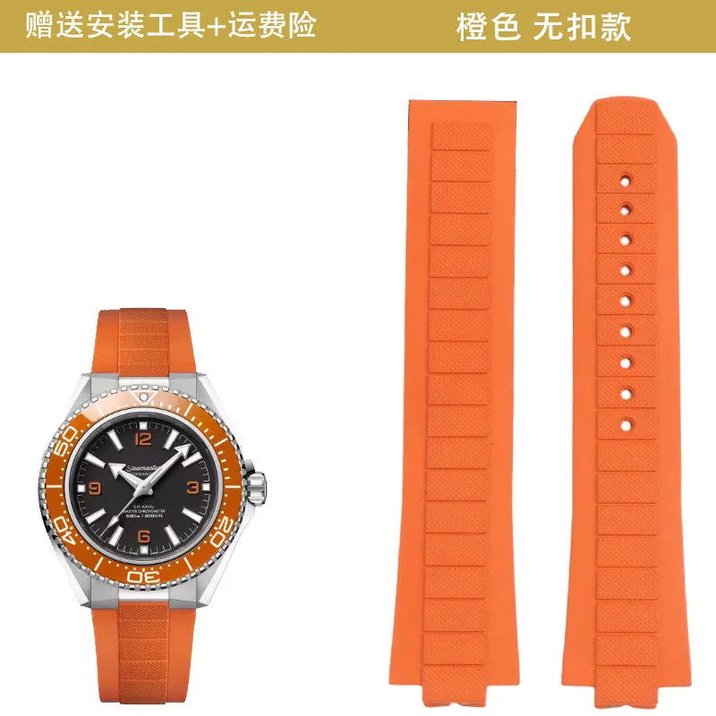 Cinturino in gomma fluoro per Omega Seamaster Planet Ocean 600M 217.32.42,217.30, cinturino per orologio subacqueo, ricambio cinturino in gomma FKM, 21mm