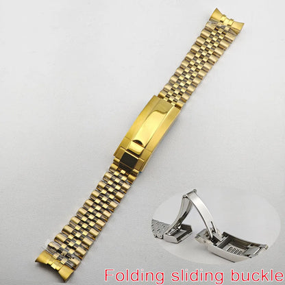 20mm Steel Bracelet - Silver/Black Men's Watch Accessory Replacement Strap, Suitable for GMT Case, with Sliding Folding Clasp