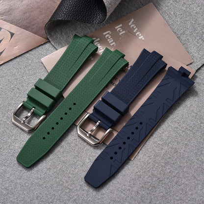 Bracelet de montre FKM à extrémité convexe 9mm pour Citizen NJ0150 NJ0151 ME, série de couleurs, bracelets de montre en caoutchouc fluoré à dégagement rapide