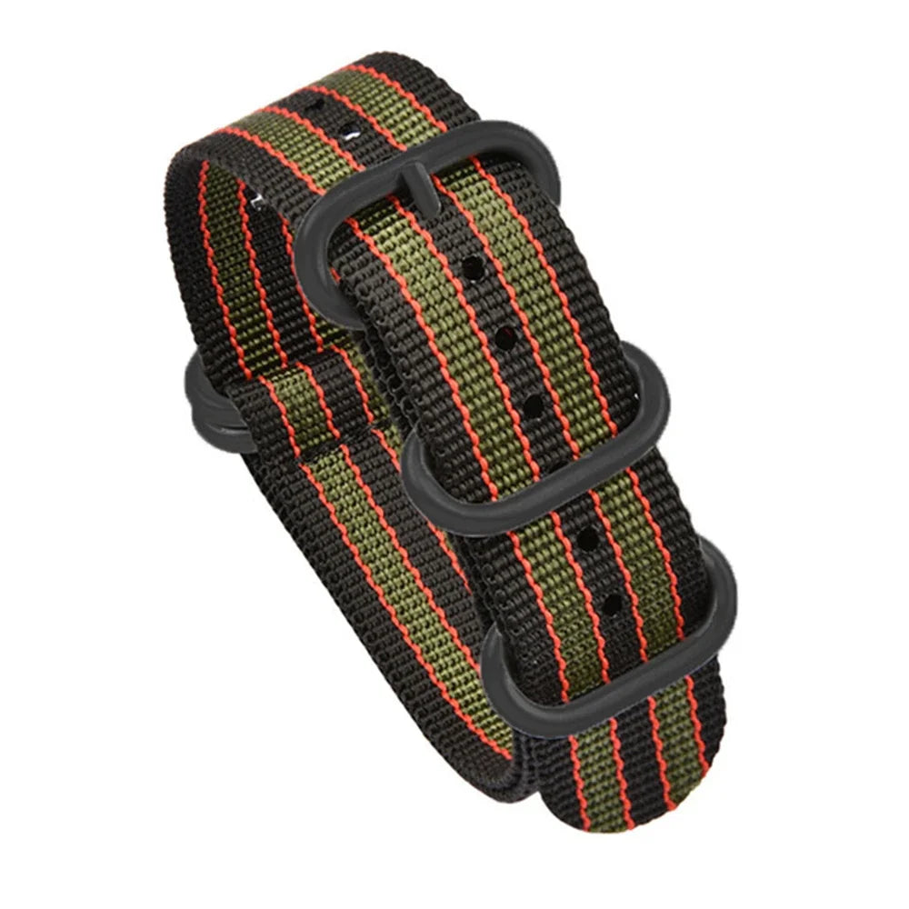 Bracelet en Nylon Noir de Haute Qualité pour Homme, Accessoire de Plongée à Rayures Militaires, pour Montre DW SeATM, 20mm 22mm